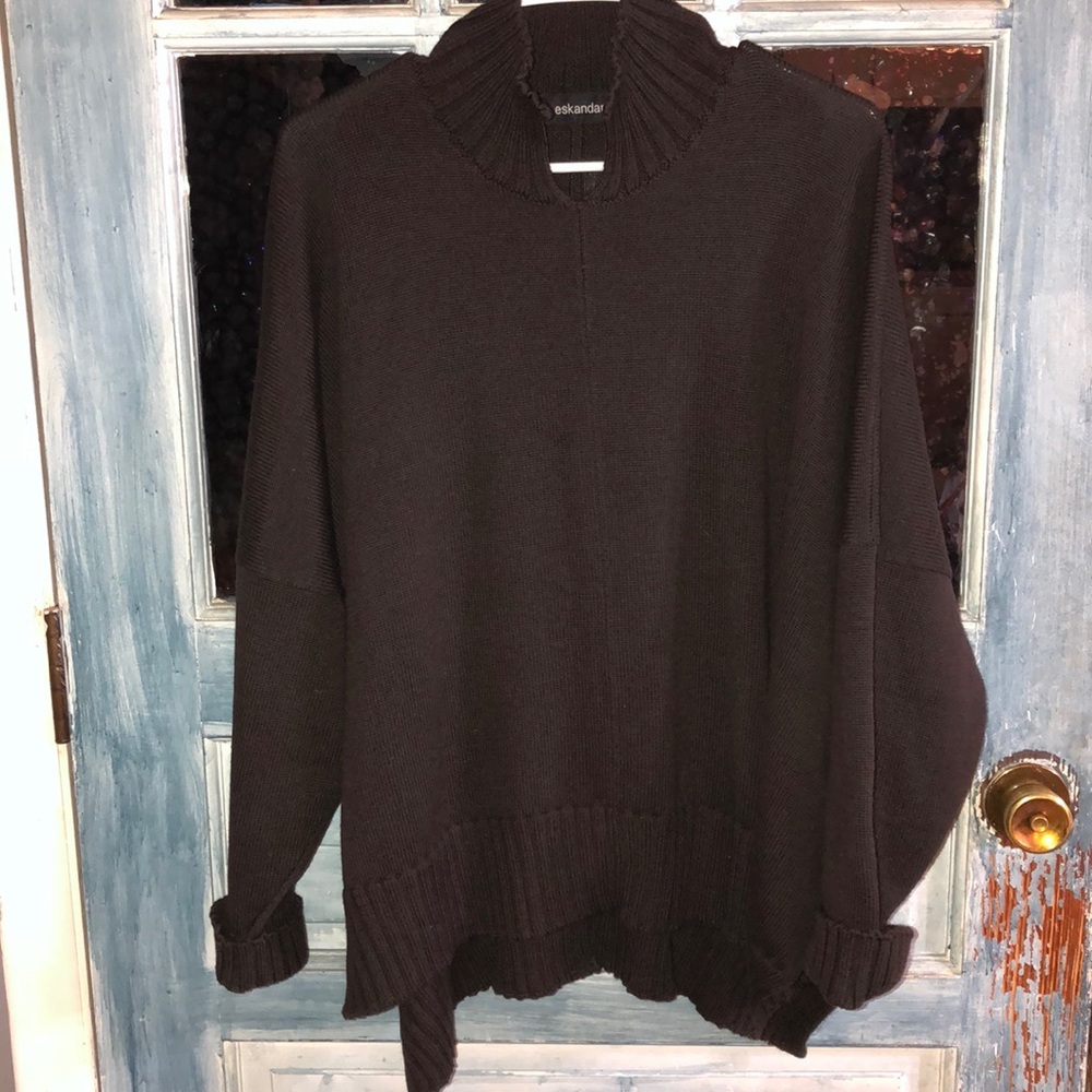 Dark brown Eskandar wool sweater